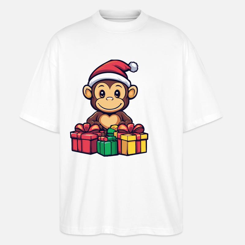 Affe Weihnachten Geschenke - Stanley/Stella Oversized Unisex Bio T-Shirt Blaster 2.0 - Weiß