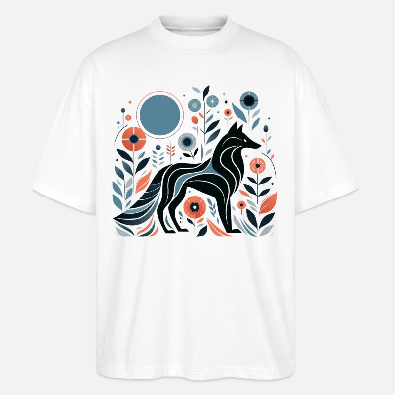 Floraler Wolf - Stanley/Stella Oversized Unisex Bio T-Shirt Blaster 2.0 - Weiß