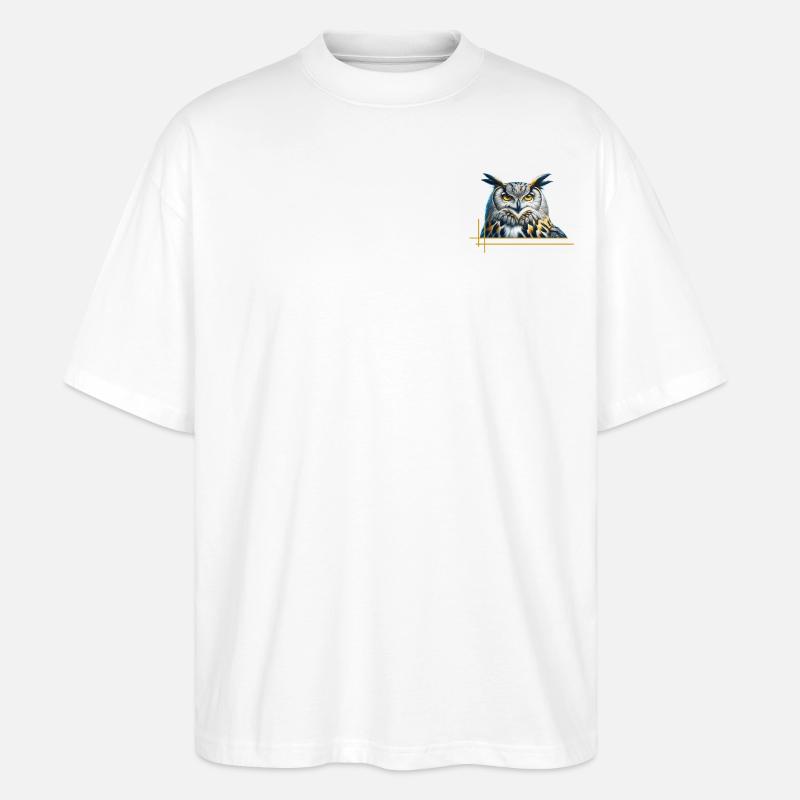 Impressionnant hibou grand-duc - T-shirt bio Blaster 2.0 coupe oversize Stanley/Stella Unisexe - blanc