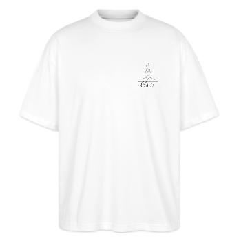 There is strength in calmness - Stanley/Stella Oversized Unisex Organic T-shirt Blaster 2.0 - white - Front - Alina (178cm) & Michal (187cm)