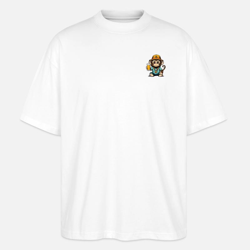 Affe mit Fischerhut und Bier - Stanley/Stella Oversized Unisex Bio T-Shirt Blaster 2.0 - Weiß