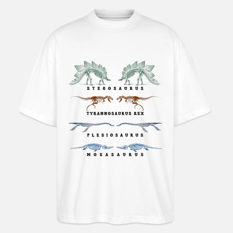 Dinosaurier-Skelett - Stanley/Stella Oversized Unisex Bio T-Shirt Blaster 2.0 - Weiß