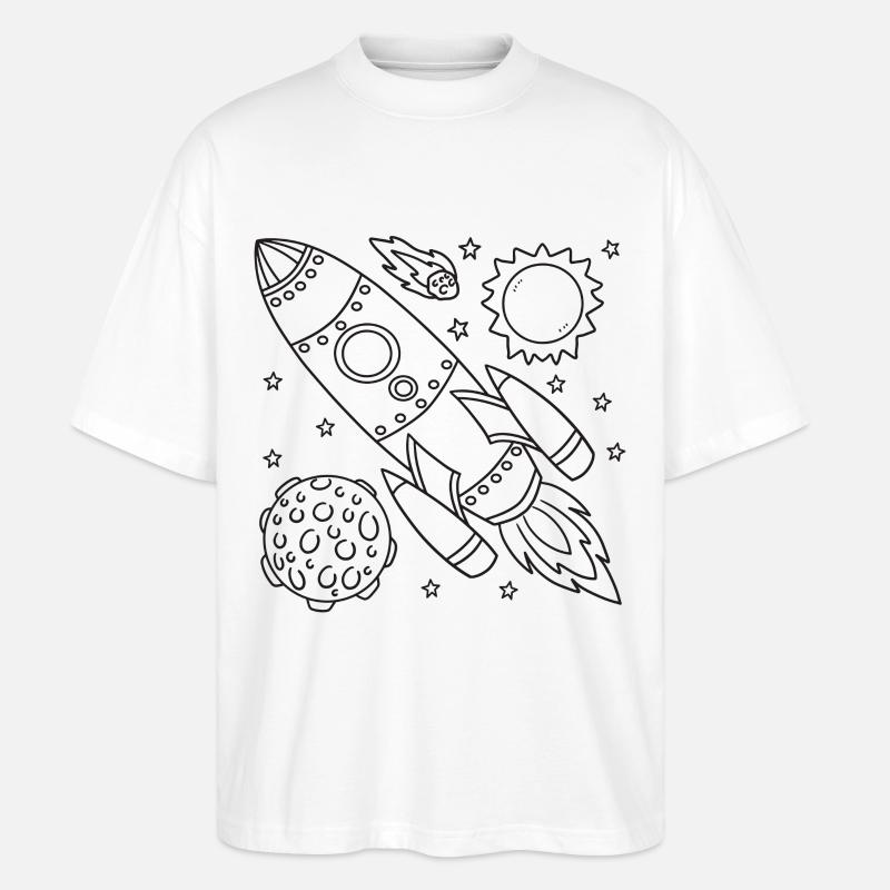 Rocket Space Spaceship - Stanley/Stella Oversized Unisex Organic T-shirt Blaster 2.0 - white