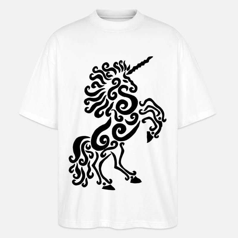 Einhorn Pferd (Schwarz) - Stanley/Stella Oversized Unisex Bio T-Shirt Blaster 2.0 - Weiß