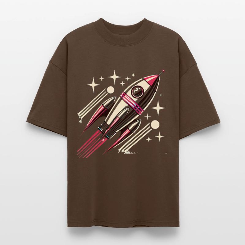 Rétro SpaceAge Rocket Vector Design T-shirt bio Blaster 2.0 coupe oversize Stanley/Stella Unisexe