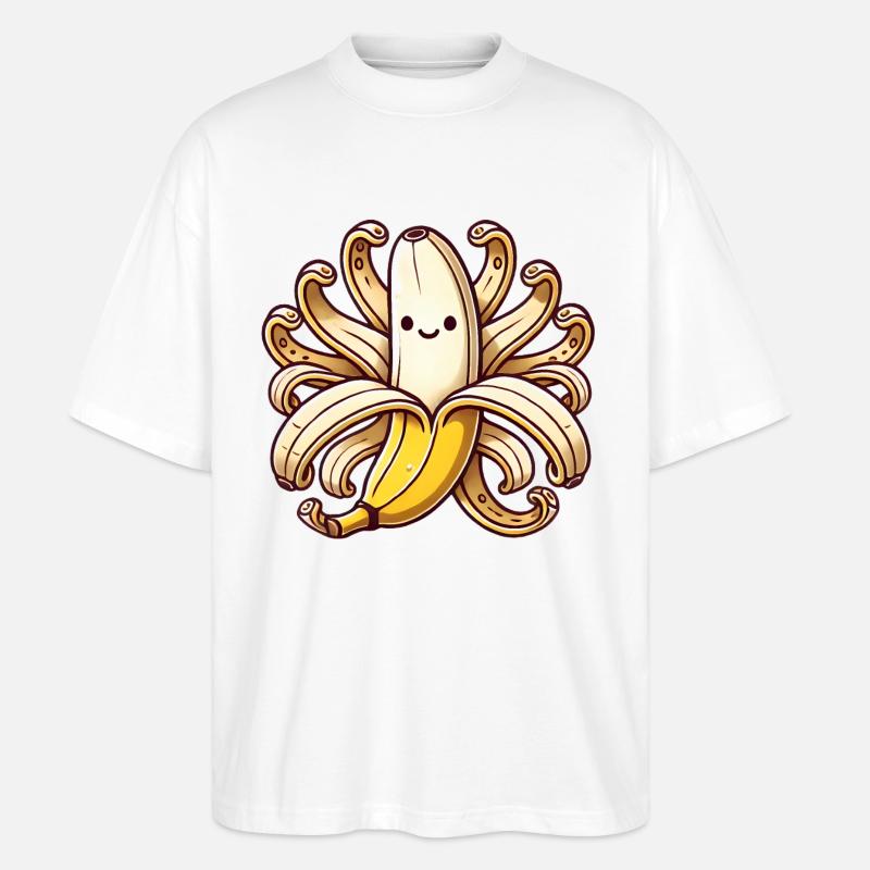 Playful OctoBanana Illustration - Stanley/Stella Oversized Unisex Organic T-shirt Blaster 2.0 - white