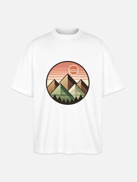 Geometric Sunset Mountain Landscape - Stanley/Stella Oversized Unisex Organic T-shirt Blaster 2.0 - white