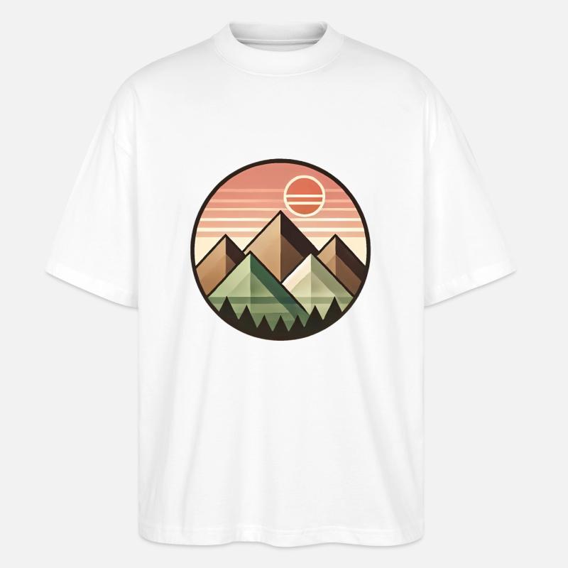 Geometric Sunset Mountain Landscape - Stanley/Stella Oversized Unisex Organic T-shirt Blaster 2.0 - white