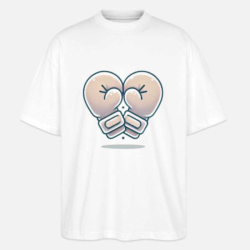 HeartShaped Boxing Gloves Design - Stanley/Stella Oversized Unisex Organic T-shirt Blaster 2.0 - white