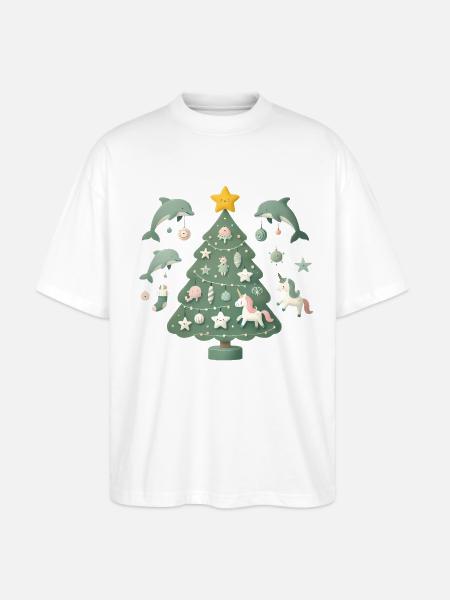 Whimsical Christmas Tree Fantasy - Stanley/Stella Oversized Unisex Organic T-shirt Blaster 2.0 - white