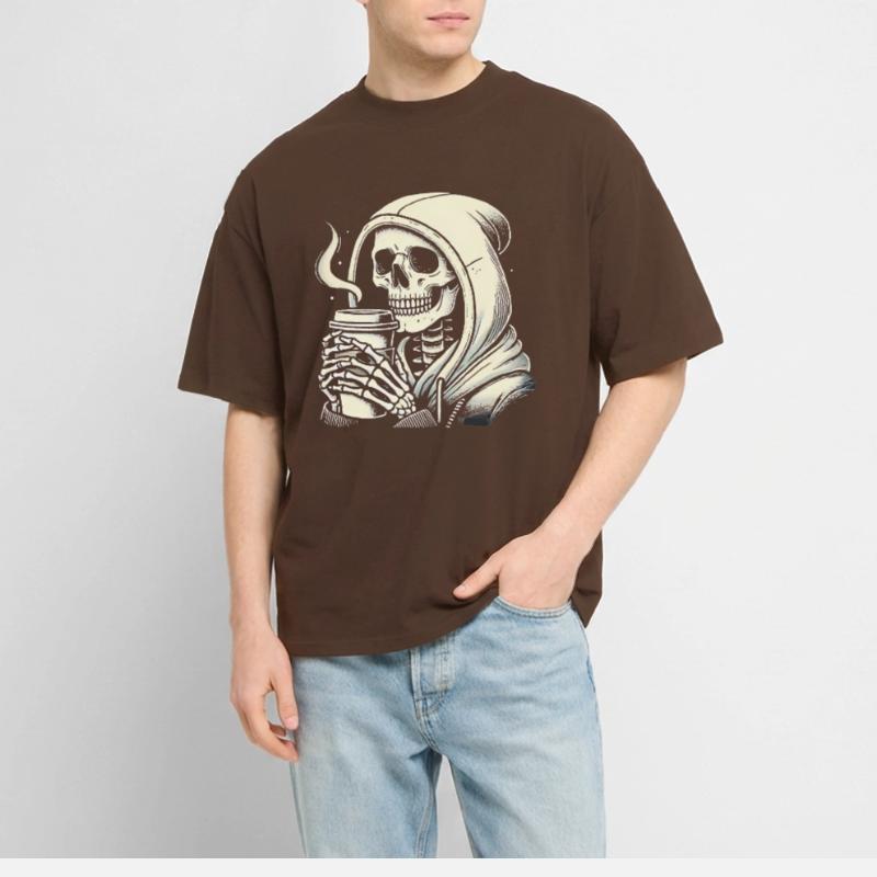 Chill Skeleton avec sweat à capuche café T-shirt bio Blaster 2.0 coupe oversize Stanley/Stella Unisexe
