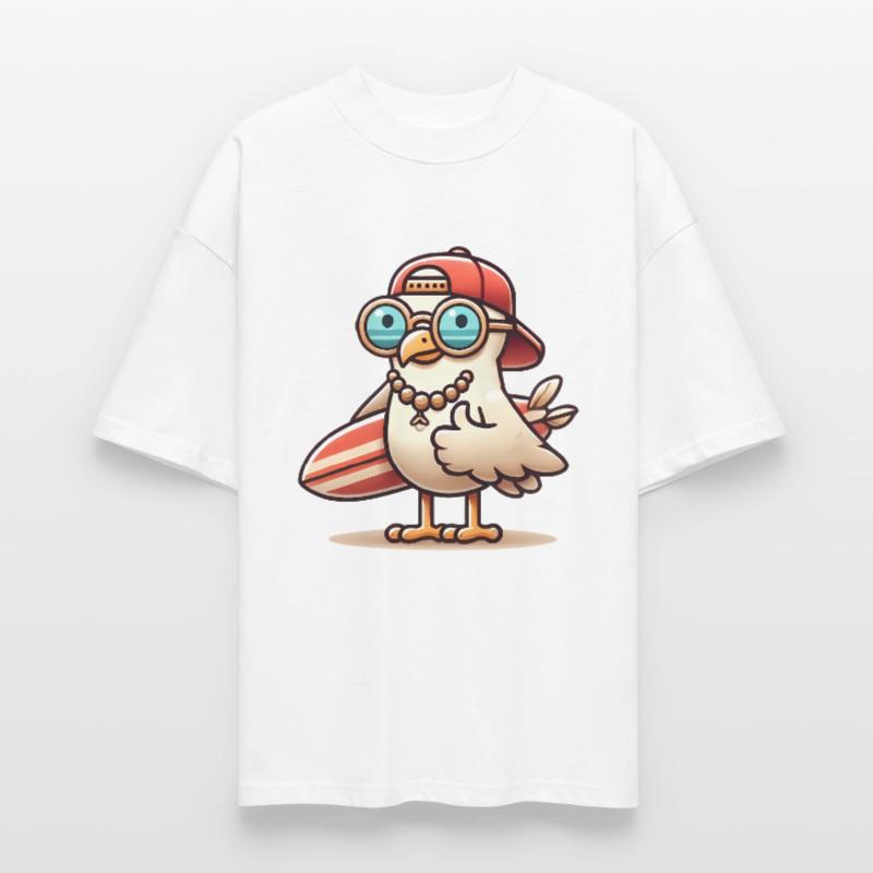 Cool Beach Seagull avec planche de surf T-shirt bio Blaster 2.0 coupe oversize Stanley/Stella Unisexe