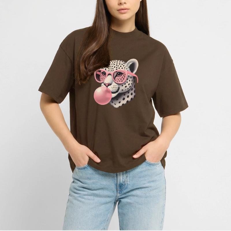 Leopard with Pink Glasses Bubblegum Stanley/Stella Oversized Unisex Organic T-shirt Blaster 2.0