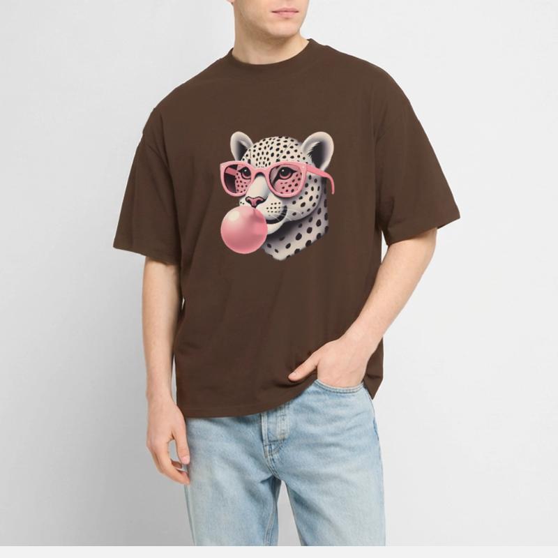 Leopard with Pink Glasses Bubblegum Stanley/Stella Oversized Unisex Organic T-shirt Blaster 2.0