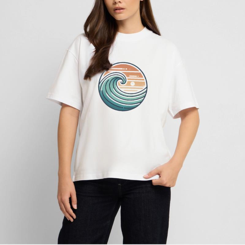 Vintage Ocean Wave Sunset Badge Stanley/Stella Oversized Unisex Organic T-shirt Blaster 2.0