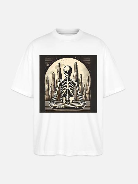 Skeleton in Solitude Illustration - Stanley/Stella Oversized Unisex Organic T-shirt Blaster 2.0 - white