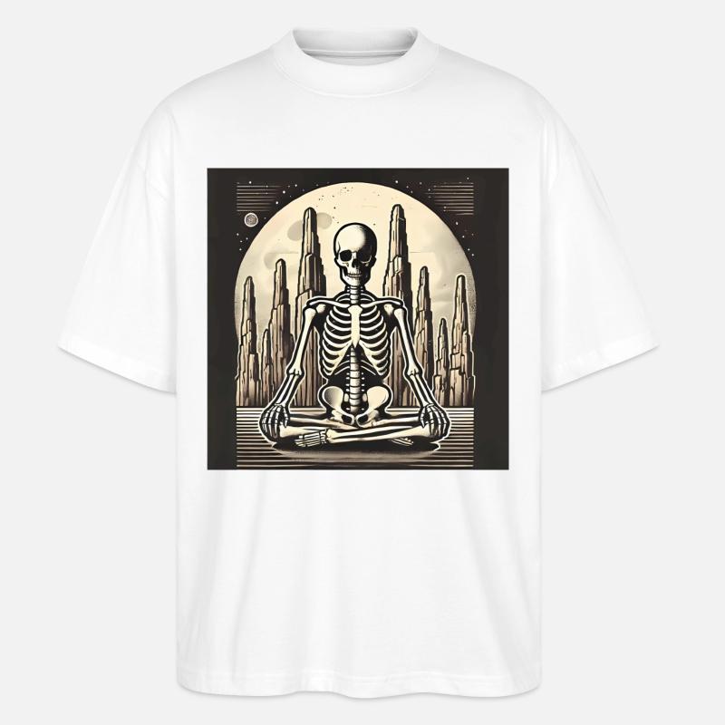 Skeleton in Solitude Illustration - Stanley/Stella Oversized Unisex Organic T-shirt Blaster 2.0 - white