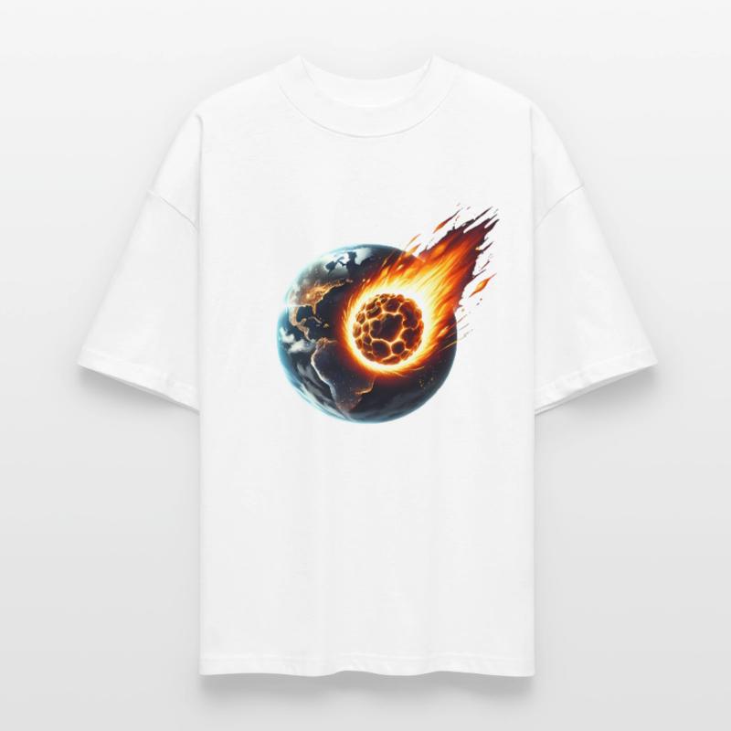 Fiery Asteroid Impact on Earth Stanley/Stella Oversized Unisex Organic T-shirt Blaster 2.0