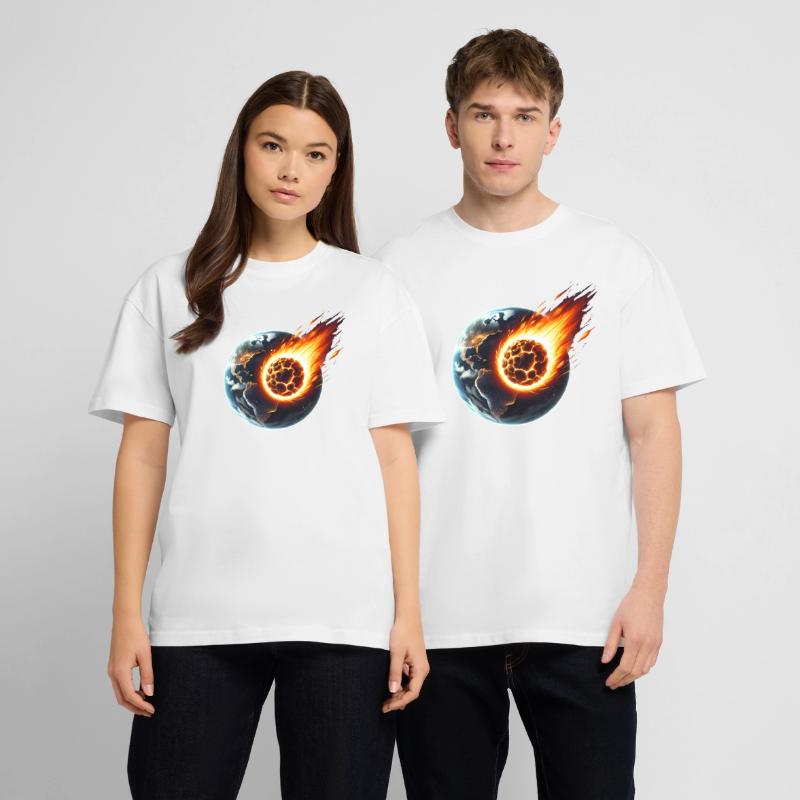 Fiery Asteroid Impact on Earth Stanley/Stella Oversized Unisex Organic T-shirt Blaster 2.0