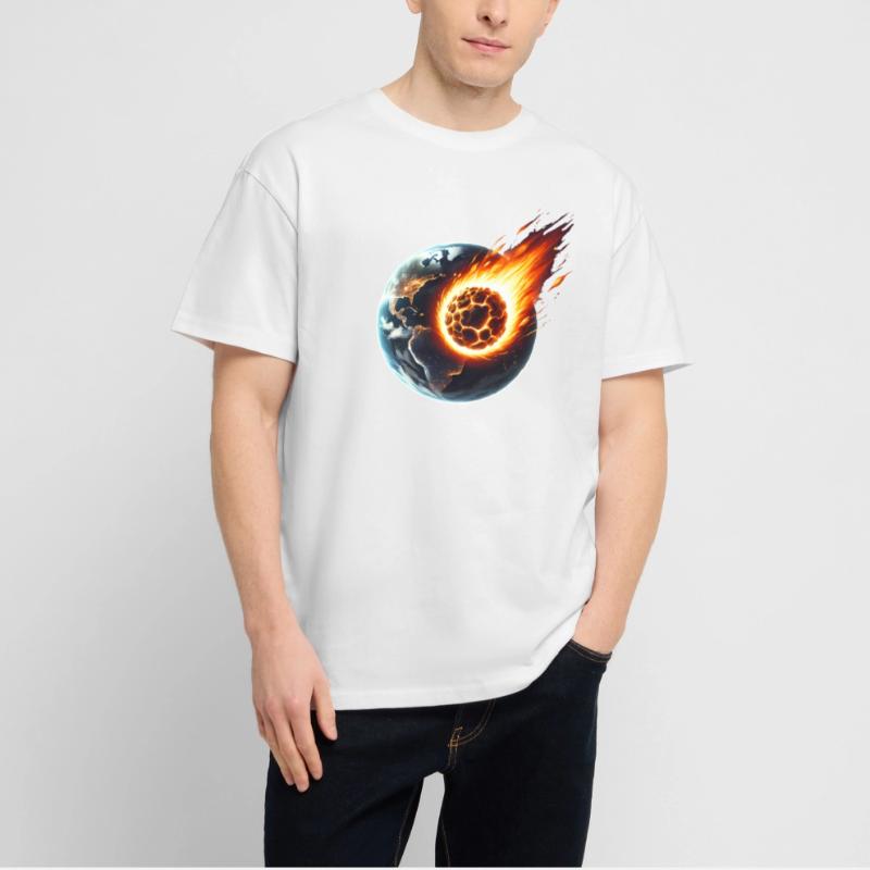 Fiery Asteroid Impact on Earth Stanley/Stella Oversized Unisex Organic T-shirt Blaster 2.0