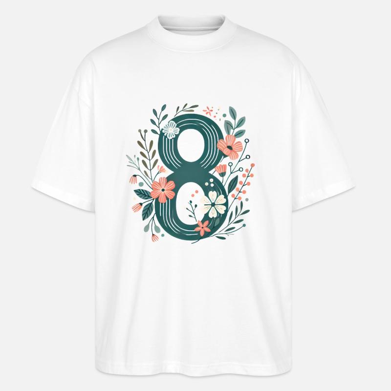Floral Numéro 8 Design - T-shirt bio Blaster 2.0 coupe oversize Stanley/Stella Unisexe - blanc