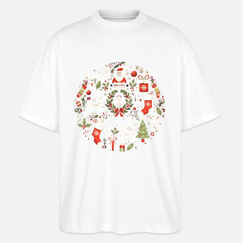 Festive Christmas Circle Design - Stanley/Stella Oversized Unisex Organic T-shirt Blaster 2.0 - white