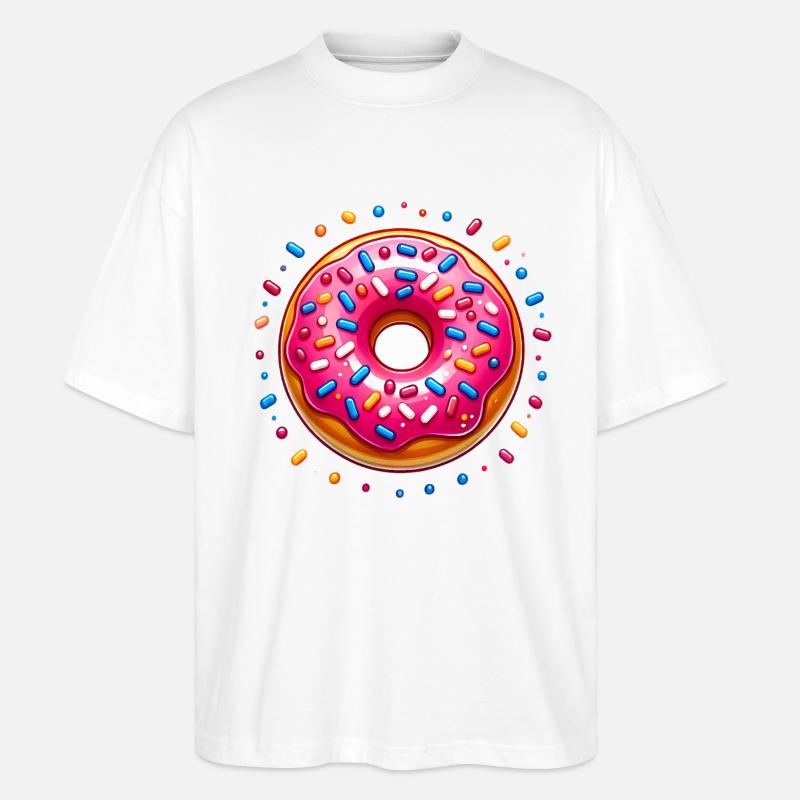 Beignet givré rose avec pépites - T-shirt bio Blaster 2.0 coupe oversize Stanley/Stella Unisexe - blanc