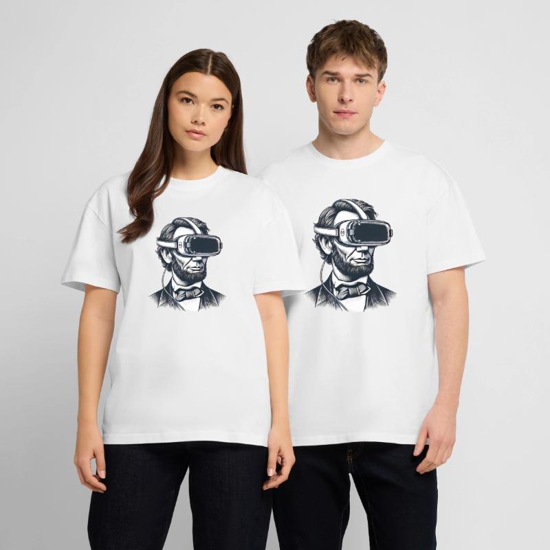 Lincoln in VR Headset Retro Design Stanley/Stella Oversized Unisex Organic T-shirt Blaster 2.0