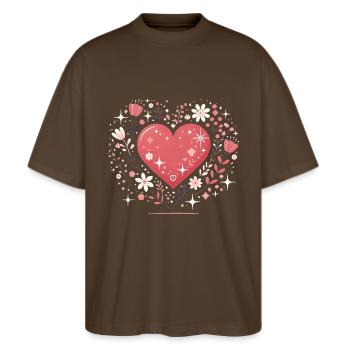Seelenverwandte von Destiny Heart Design - Stanley/Stella Oversized Unisex Bio T-Shirt Blaster 2.0 - Dunkelbraun - Vorne - Alina (178cm) & Michal (187cm)