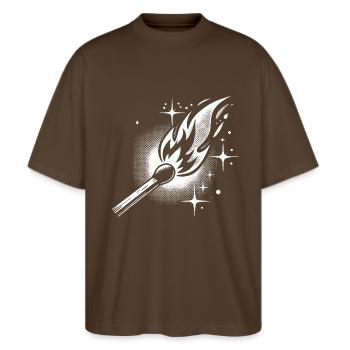 Allumette rétro demi-teinte flamme - T-shirt bio Blaster 2.0 coupe oversize Stanley/Stella Unisexe - marron foncé - Devant - Alina (178cm) & Michal (187cm)