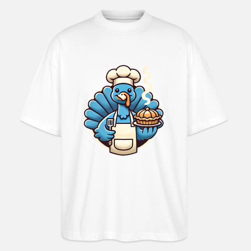 Chef Turkey Serving Pumpkin Pie - Stanley/Stella Oversized Unisex Organic T-shirt Blaster 2.0 - white
