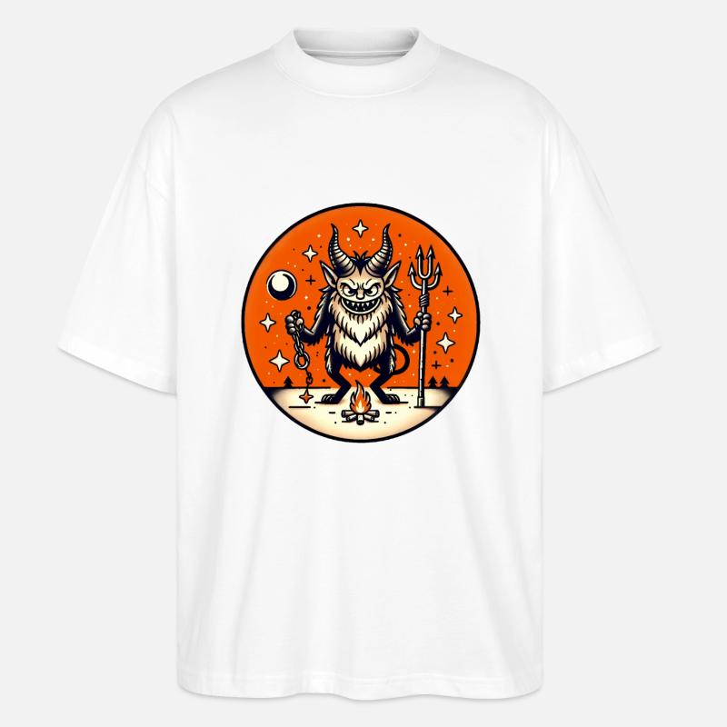 Krampus Nuit Espièglerie Illustration - T-shirt bio Blaster 2.0 coupe oversize Stanley/Stella Unisexe - blanc