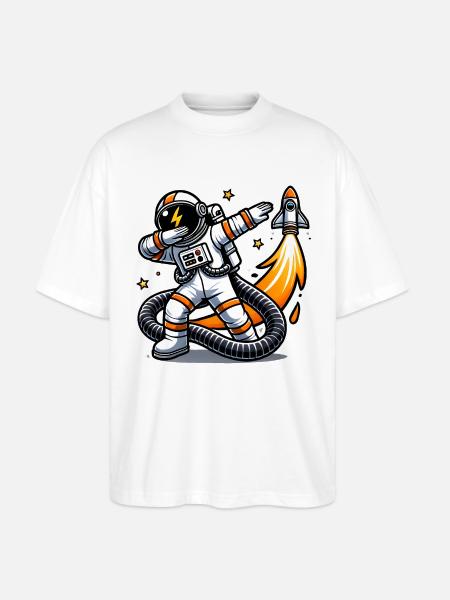 Drôle Dabbing astronaute conception spatiale - T-shirt bio Blaster 2.0 coupe oversize Stanley/Stella Unisexe - blanc
