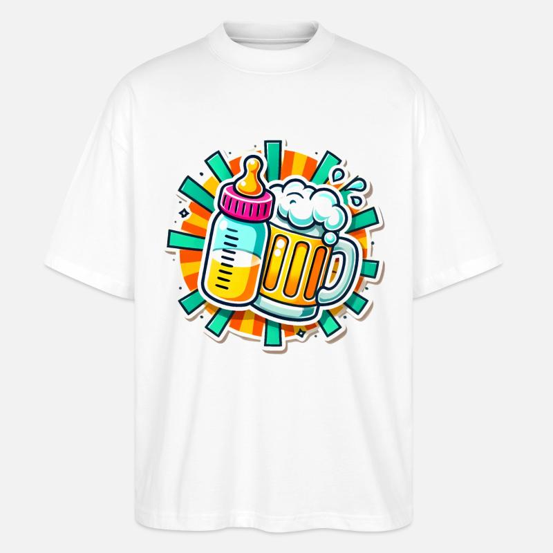 Prost Papa Bierkrug Babyflasche - Stanley/Stella Oversized Unisex Bio T-Shirt Blaster 2.0 - Weiß