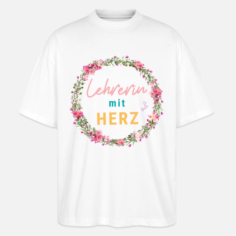 Lehrerin mit Herz! Personalisierbares Design - Stanley/Stella Oversized Unisex Bio T-Shirt Blaster 2.0 - Weiß