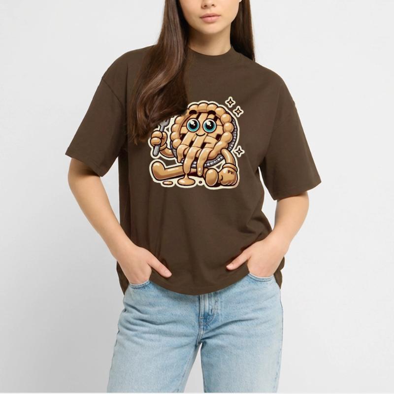 Funny Existential Pie Cartoon Design Stanley/Stella Oversized Unisex Organic T-shirt Blaster 2.0