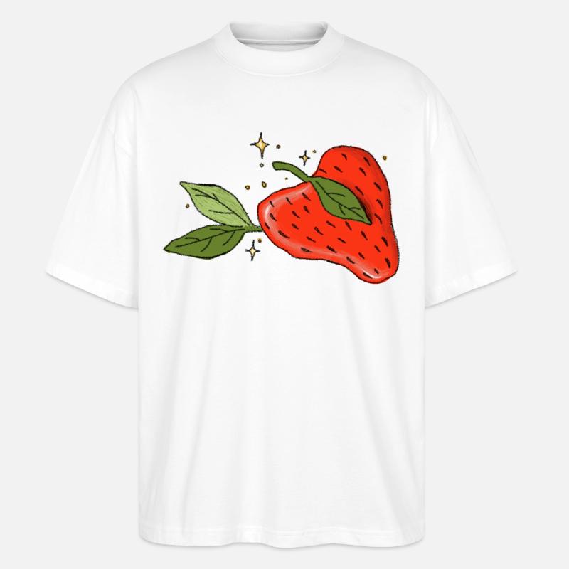 Herz-Erdbeere - Stanley/Stella Oversized Unisex Bio T-Shirt Blaster 2.0 - Weiß