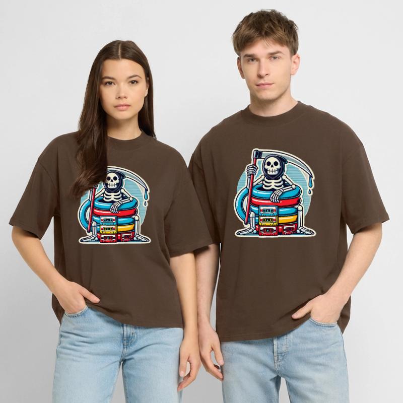 Retro Skeleton with Cassette Tapes Stanley/Stella Oversized Unisex Organic T-shirt Blaster 2.0