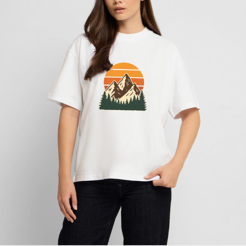 Retro Mountain Forest Adventure Scene Stanley/Stella Oversized Unisex Organic T-shirt Blaster 2.0