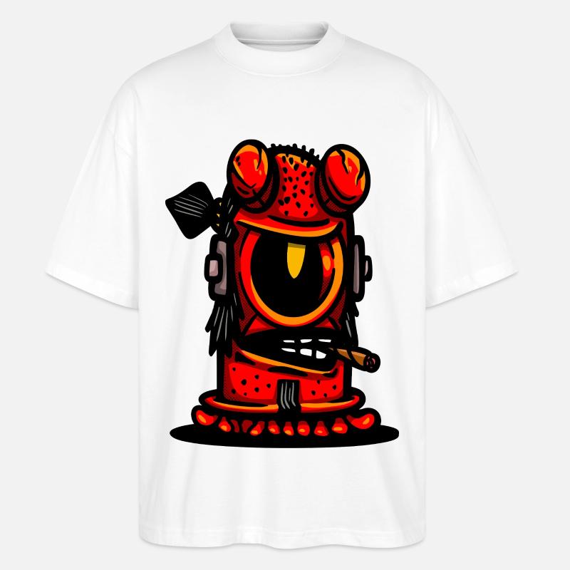 Red Devil Cigar Karikatur - Stanley/Stella Oversized Unisex Bio T-Shirt Blaster 2.0 - Weiß