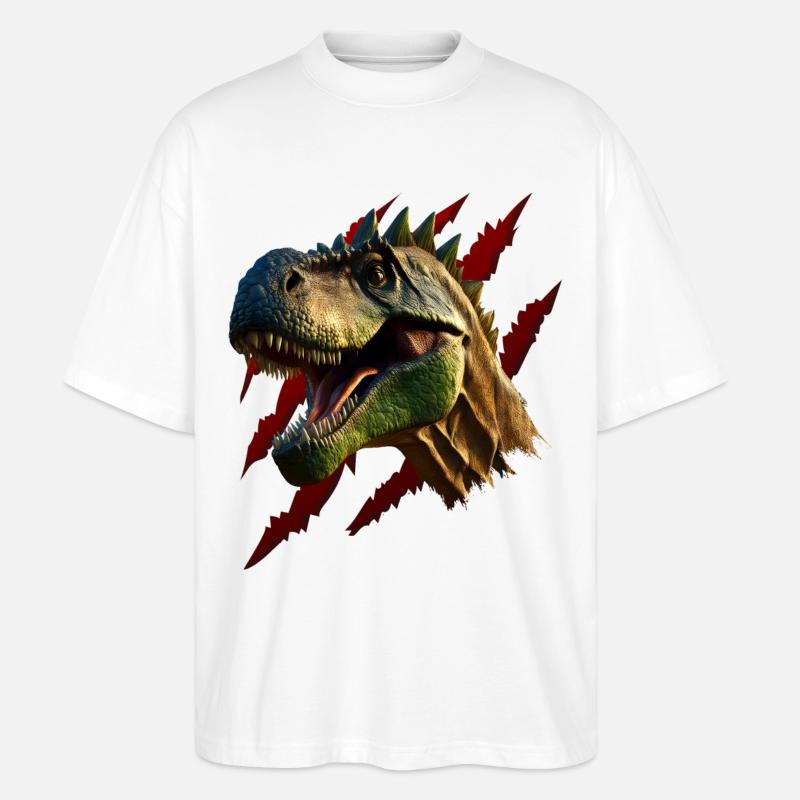 T-Rex Dinosaurier Kopf - Stanley/Stella Oversized Unisex Bio T-Shirt Blaster 2.0 - Weiß