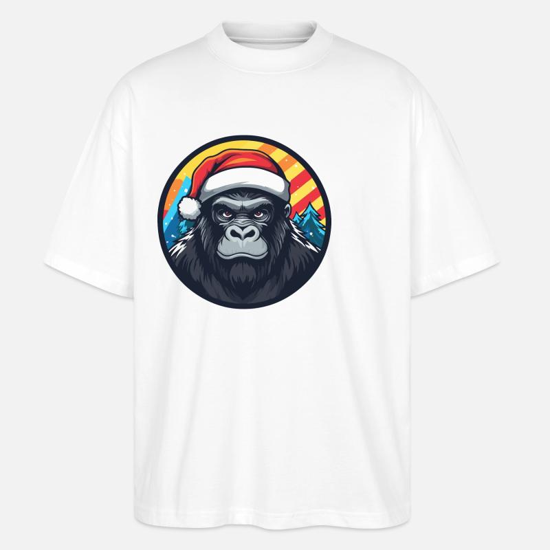 Gorille de Noël - T-shirt bio Blaster 2.0 coupe oversize Stanley/Stella Unisexe - blanc