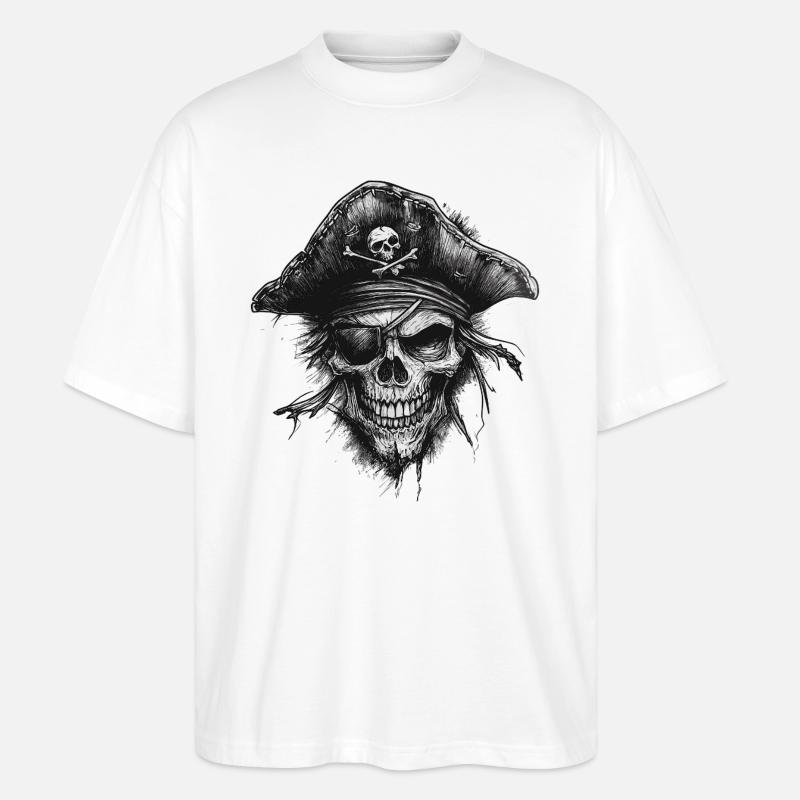 Piratenschädel - Stanley/Stella Oversized Unisex Bio T-Shirt Blaster 2.0 - Weiß