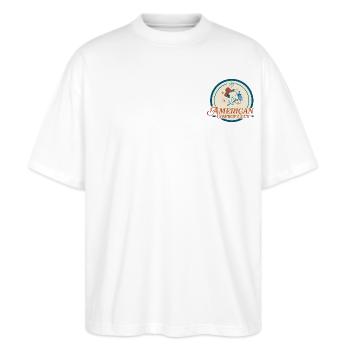 Peanuts Design American Cowboy Club With Snoopy - Stanley/Stella Oversized Unisex Organic T-shirt Blaster 2.0 - white - Front - Alina (178cm) & Michal (187cm)