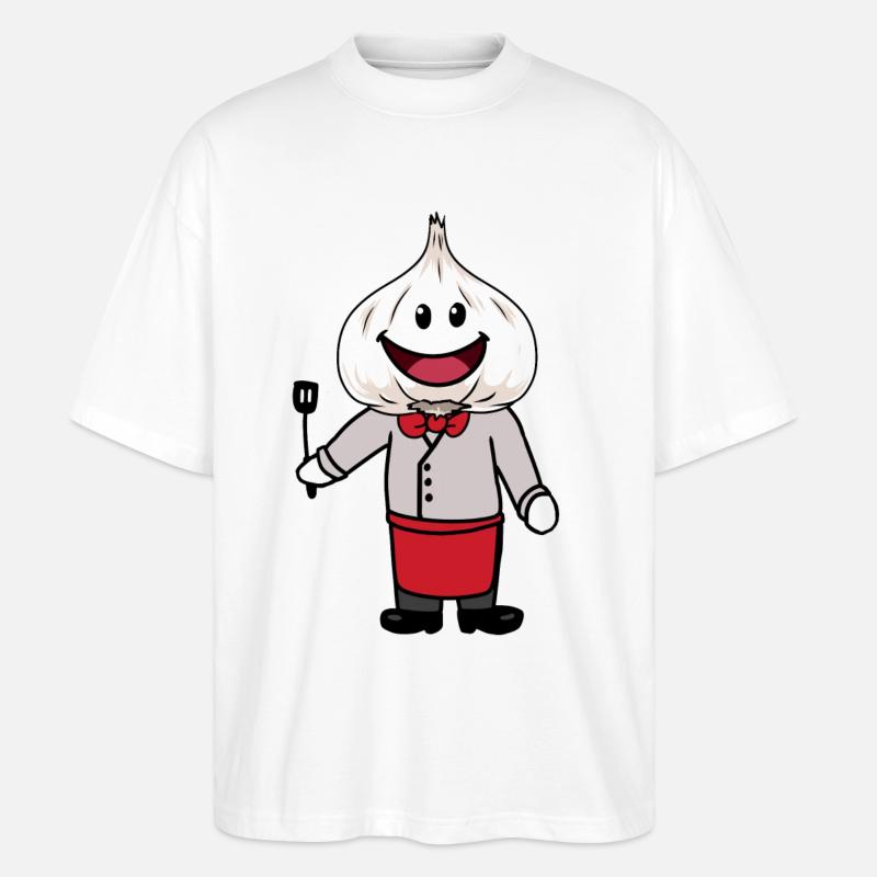 Chefkoch Küchenchef Fantasy Koch Knoblauch - Stanley/Stella Oversized Unisex Bio T-Shirt Blaster 2.0 - Weiß