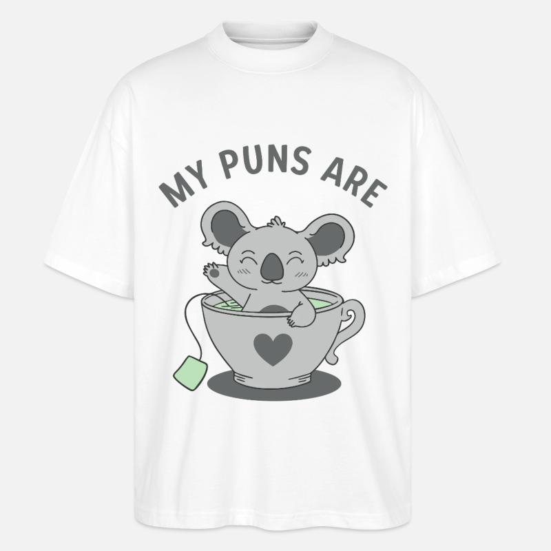 Koala-Tee-Wortspiele - Stanley/Stella Oversized Unisex Bio T-Shirt Blaster 2.0 - Weiß