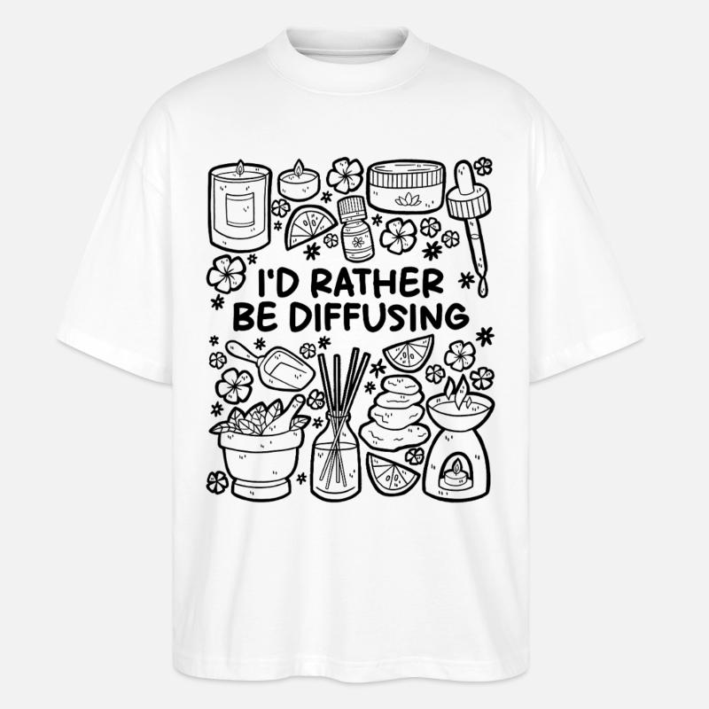 Je préfère diffuser – Aromathérapie - T-shirt bio Blaster 2.0 coupe oversize Stanley/Stella Unisexe - blanc