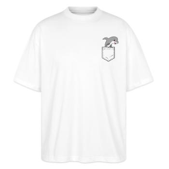 Poche de chemise avec dauphin mignon - T-shirt bio Blaster 2.0 coupe oversize Stanley/Stella Unisexe - blanc - Devant - Alina (178cm) & Michal (187cm)