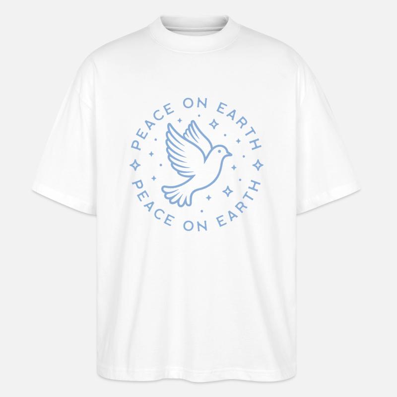 Paix sur terre colombe bleu - T-shirt bio Blaster 2.0 coupe oversize Stanley/Stella Unisexe - blanc