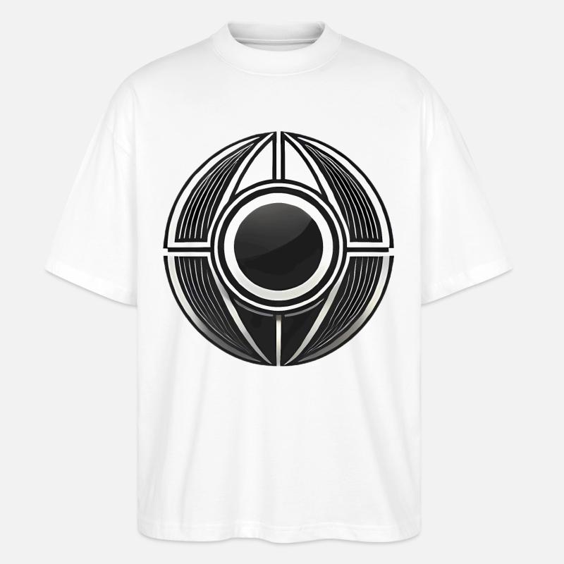 Minimalistisches kreisförmiges Pod-Design - Stanley/Stella Oversized Unisex Bio T-Shirt Blaster 2.0 - Weiß
